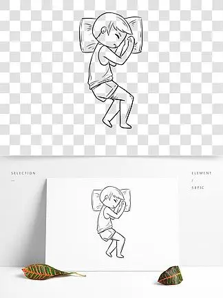 手绘卡通躺着睡觉的人