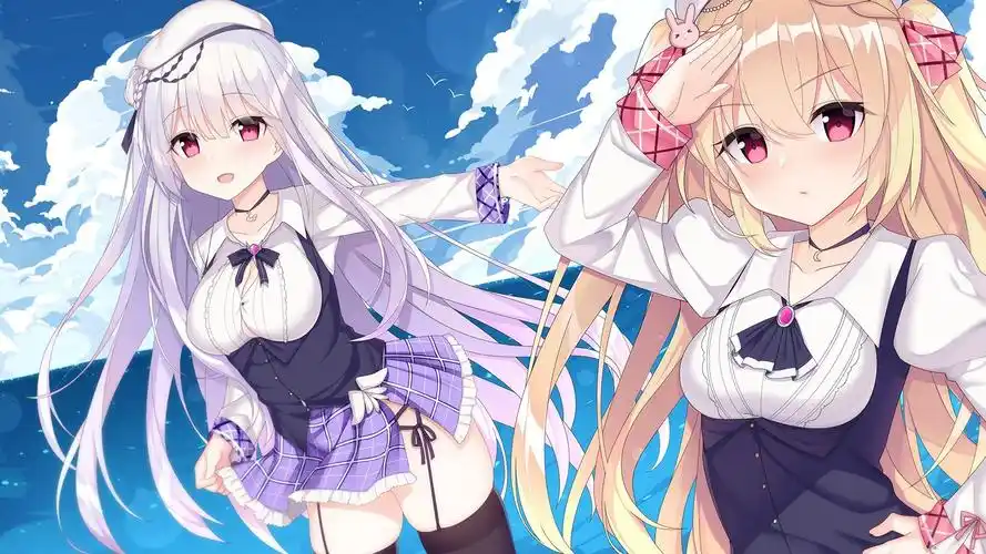 海边少女(动漫静态壁纸) - 静态壁纸下载 - 元气壁纸