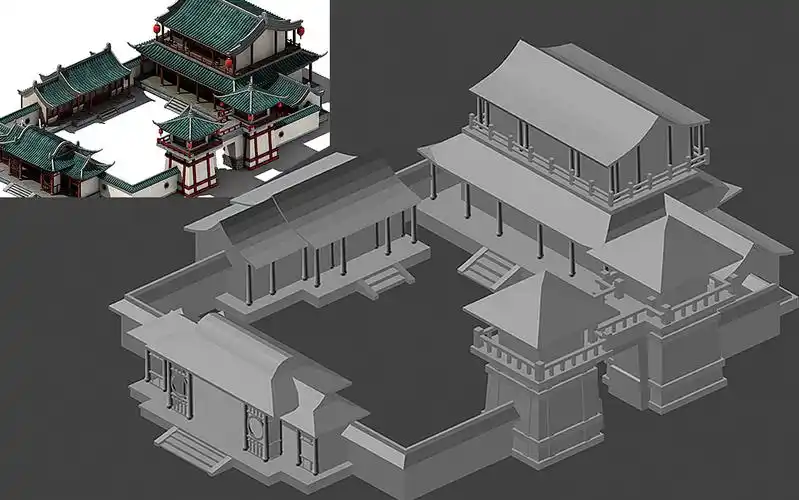 【3dmax】三小时教你如何搭建古风"四合院"建筑场景模型,零基础场景