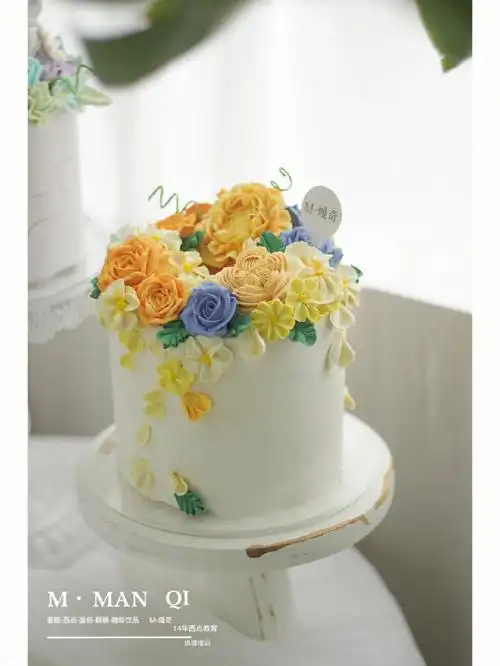 韩式裱花豆沙裱花蛋糕芍药玫瑰五瓣花