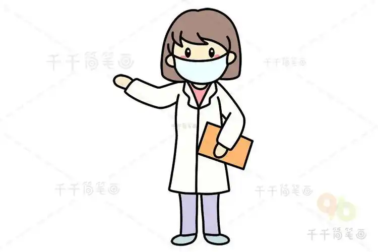 医生简笔画奋战前行