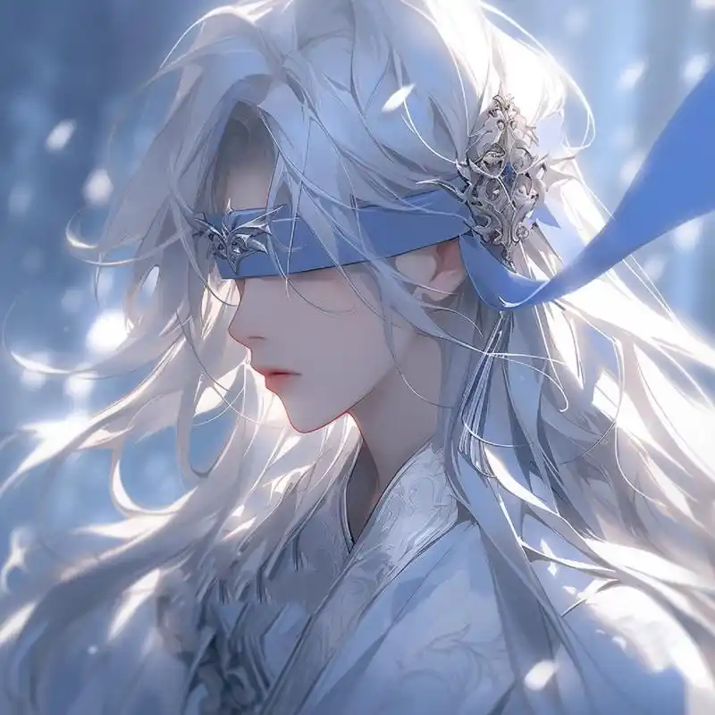 白发蒙眼动漫男头|古风头像|男生头像