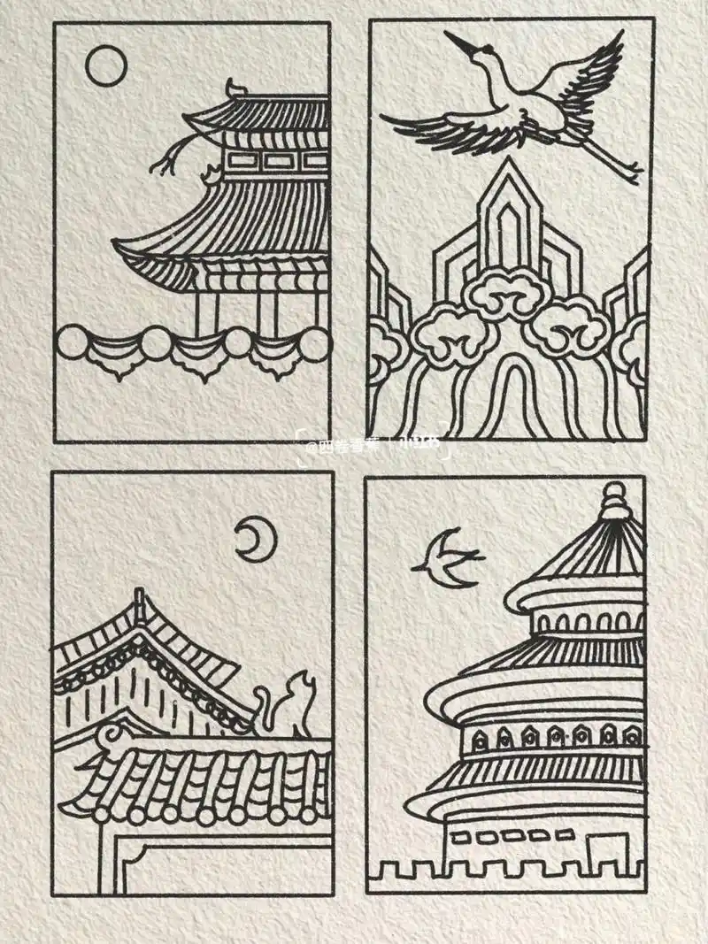 故宫简笔画 临摹 #可爱简笔画# #画画的日常# #简笔画教程# #自学画画