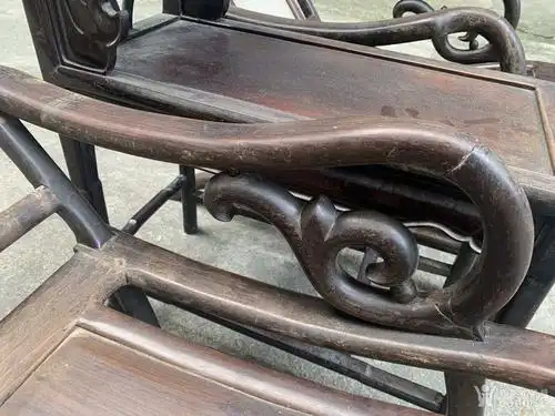 清代老红木酸枝 精美躺椅一套