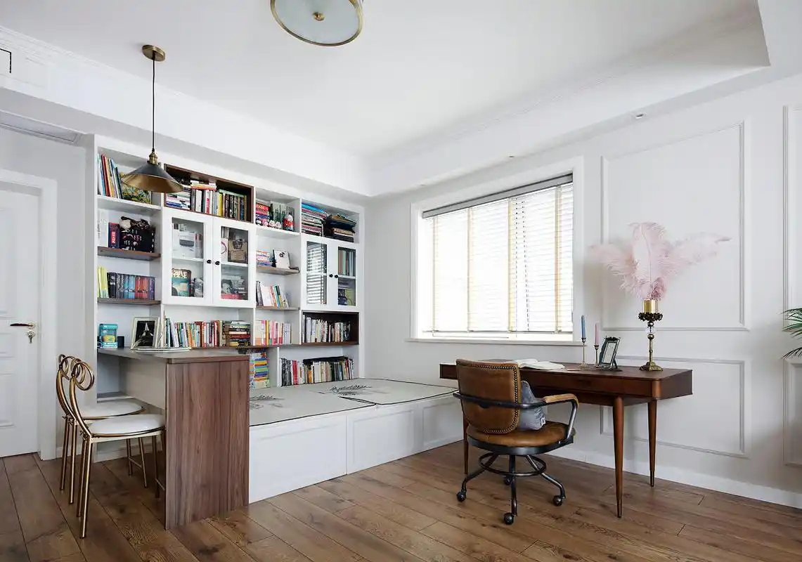 100㎡简美风榻榻米书房装修效果图