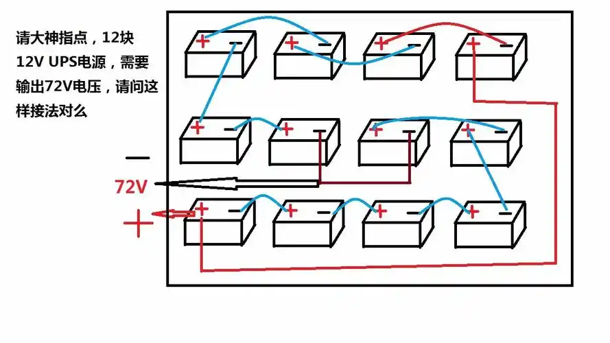 12块12vups池怎么接才能输出72v,请问这样接法对么?