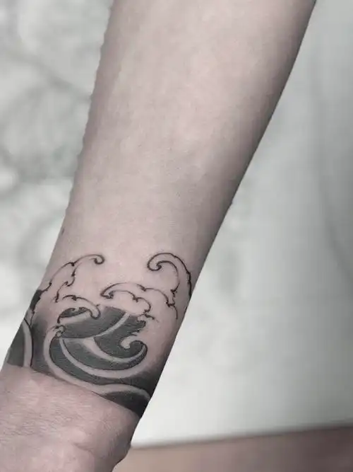 水浪臂环_纹身图案手稿图片_赫轩的纹身作品集