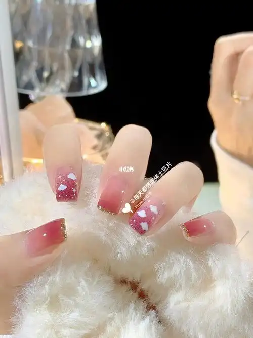 夏日美甲甜甜星云冰透渐变美甲