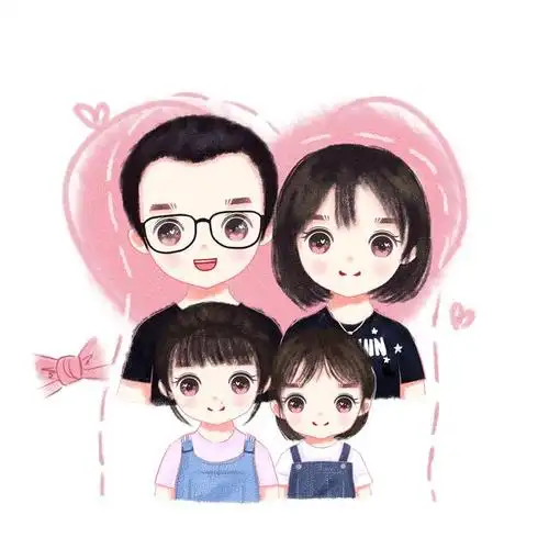 四月头像设计,一家三口,四口微信头像,漫画头像大盘点