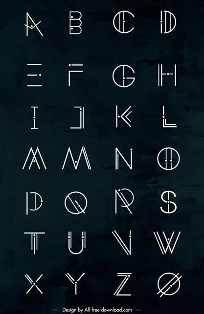 卡通英文字母字体矢量图