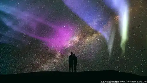 情侣仰望星空梦幻星辰舞台背景