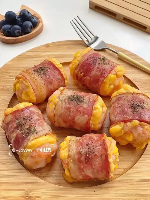 虾滑新吃法外焦里嫩的芝士培根虾滑卷07