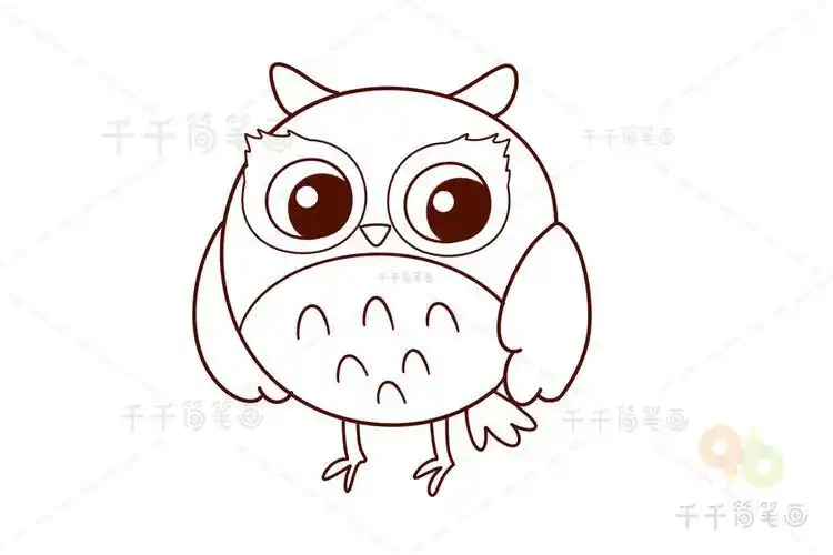 猫头鹰简笔画白天猫头鹰悄悄地在树林深处安睡夜晚当人们进入梦乡