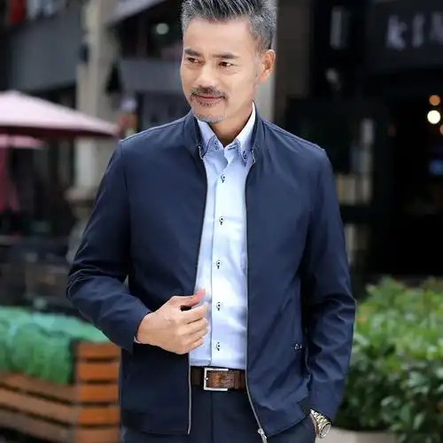 梵克公牛中年男装春装夹克爸爸薄款成熟稳重外套40岁50春秋款60中老年