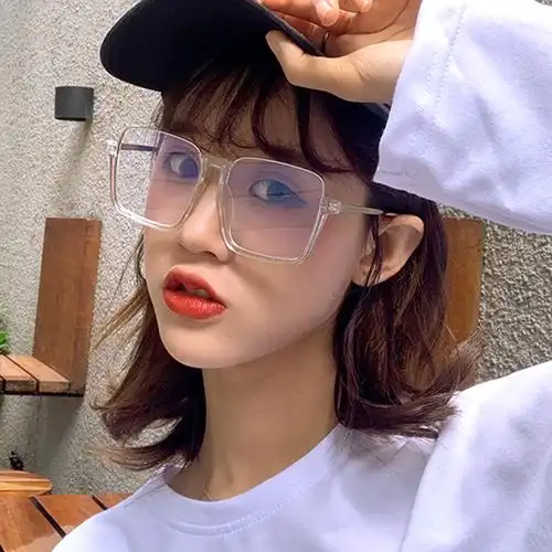 白色透明框眼镜框近视配有度数下半网红款大定制成品光学镜