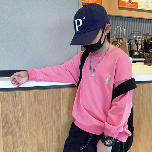 品儿童装男童粉色冬装卫衣加绒秋冬款保暖加厚男孩上衣潮已售1000新品