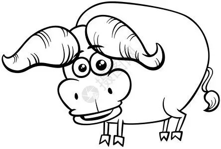 埃弗格斯奇特的非洲水牛野生动物漫画人彩色书页插图插画