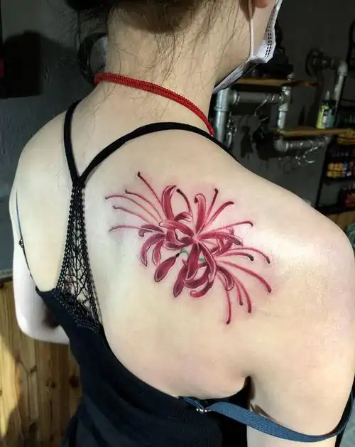 彼岸花纹身纹身图片背部胸部新传统纹身图案
