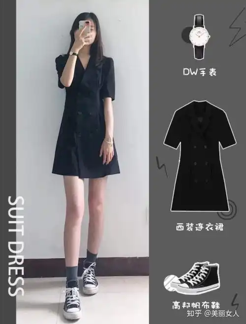 黑色西装连衣裙搭配什么鞋子好看