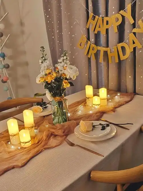 烛光晚餐气氛布置生日场景表白仪式感夫妻情侣周年纪念日餐桌装饰