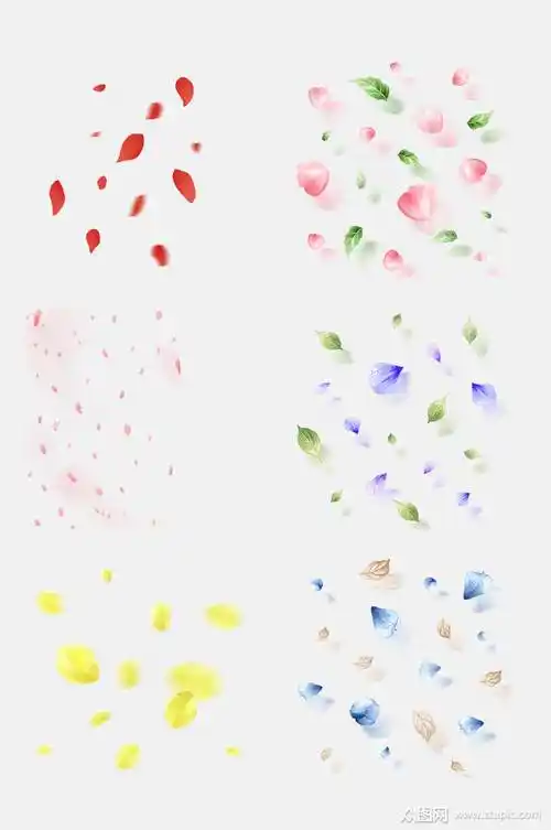 水彩渐变花瓣雨飘落免抠元素素材