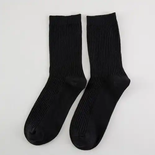 盛世尼曼6双装黑袜子男士春夏季中筒袜男袜棉袜纯黑棉袜商务简约袜子