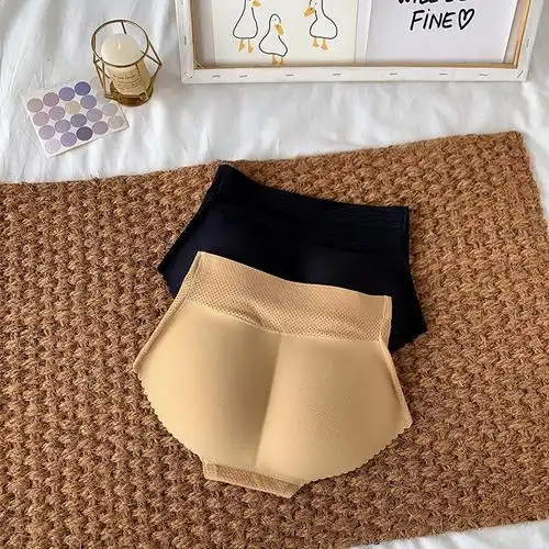 假屁屁内裤女夏季假屁股蜜桃臀无痕丰臀提臀裤子翘臀性感黑色三角内裤