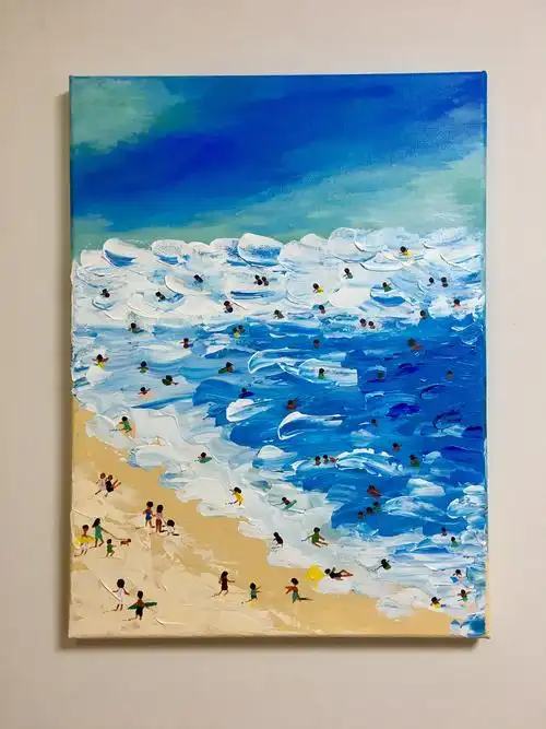 沙滩-丙烯画|纯艺术|绘画|vickyzh3 - 临摹作品 - 站酷 (zcool)