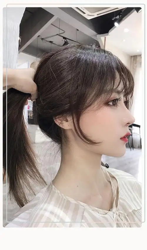 网红空气刘海真发女 法式八字自然无痕头顶补发盖假发片3d遮白发 你