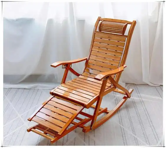 京选好货竹摇椅折叠躺椅逍遥椅子藤椅阳台午睡家用摇摇椅大人老人休闲