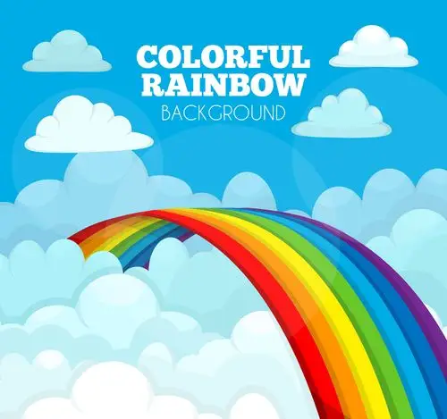 创意云层中的彩虹矢量素材