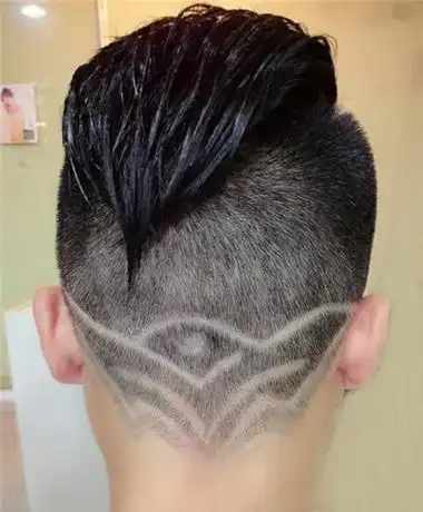 潮男刀疤雕刻发型图案