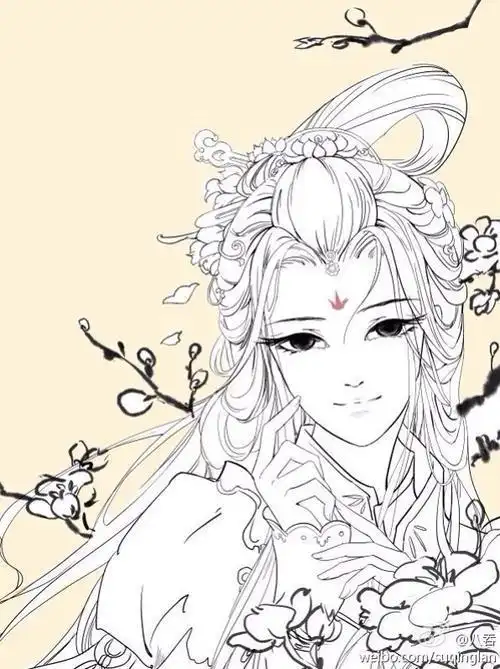 动漫古风简笔画女生侧脸女生简笔画头像动漫6人物在桃花下简笔画动漫