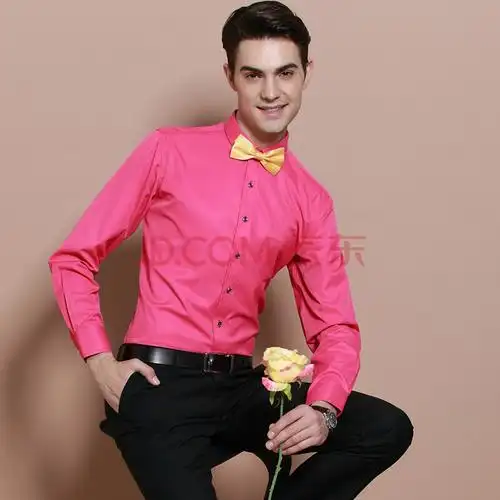 吉诺三杉 秋季新款男士纯棉长袖衬衫秋冬结婚新郎婚礼男装修身韩版