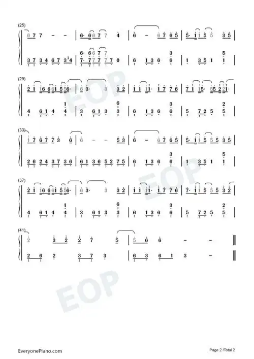 月若流金c调简单版双手简谱预览2