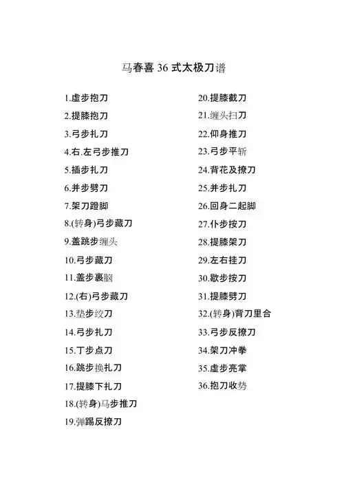 马春喜36式太极刀谱_第1页