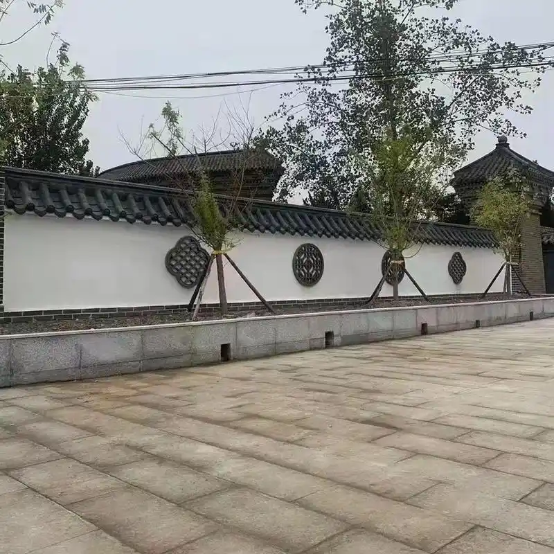 砖雕装饰的中式庭院围墙,优雅精致