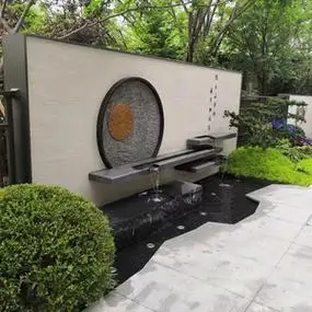 水幕墙流水景观庭院瀑布不锈钢出水口花园装饰造景鱼池跌水流水槽