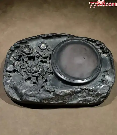 名家吴信中花开富贵端砚