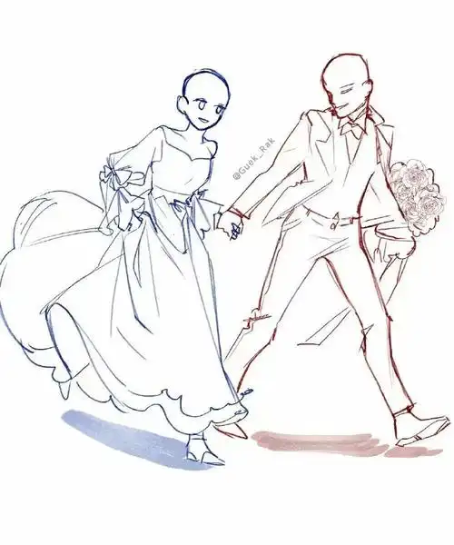 双人姿势#绘画参考## 绘画素材