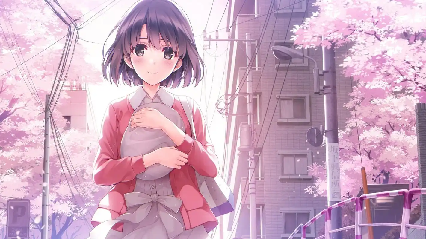唯美二次元卡通美女粉色唯美高清壁纸
