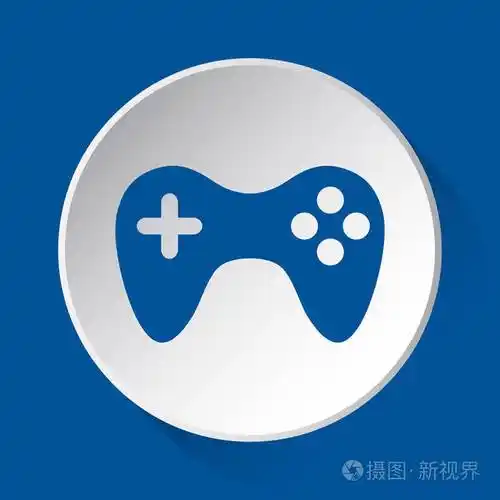 游戏本白色按钮上的简单蓝色图标蓝色方形背景前有阴影