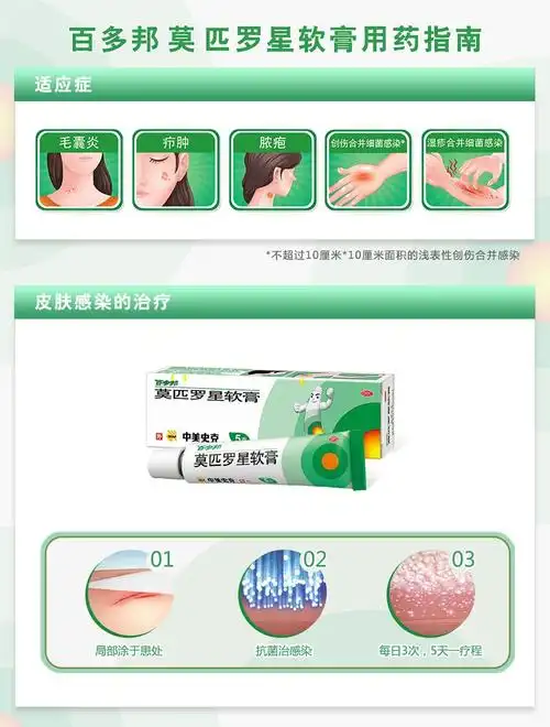 百多邦莫匹罗星软膏10g治疗毛囊炎创伤合并感染湿疹治疗皮肤感染5g