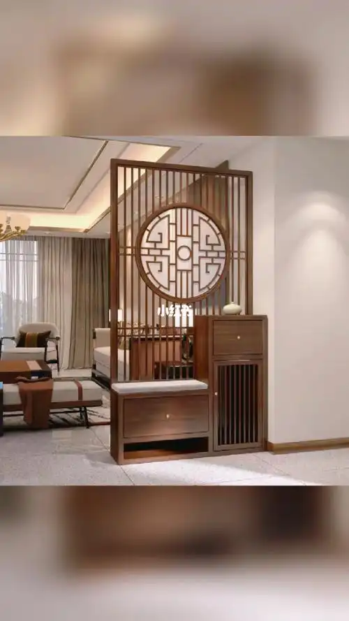 新中式入户正对门屏风隔断客厅实木置物玄关