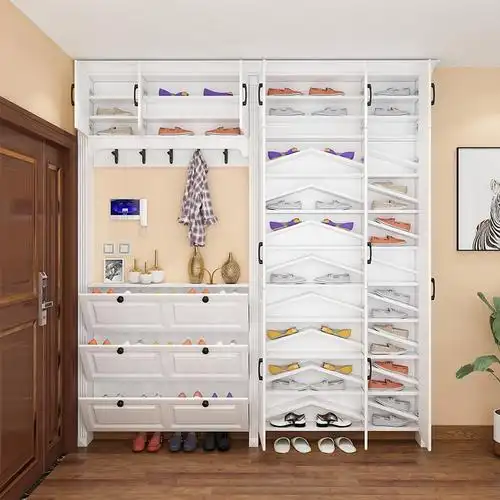 超薄鞋柜17cm家用口闪电客大容量简约现代厅柜北欧多功能玄 [款式4]长