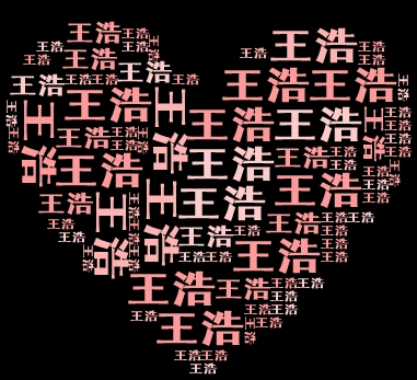 ps:制作由姓名组成的心形图片 名字 王浩