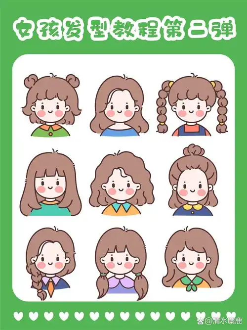 女孩卡通发型头像简笔画教程&第二弹