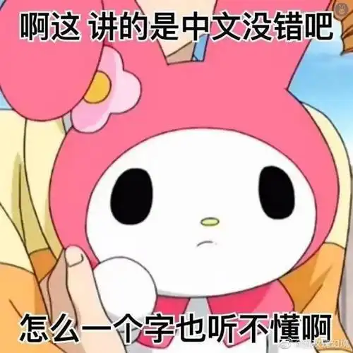 啊这讲的是中文没错吧怎么一字也听不懂啊美乐蒂表情包听不懂美乐蒂