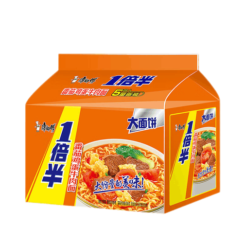 京东特价:康师傅 方便面 一倍半 番茄鸡蛋牛肉面  5袋