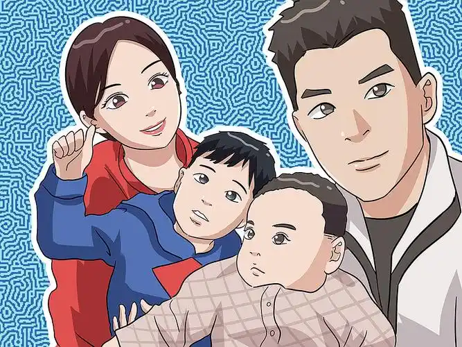 温馨的一家人漫画形象